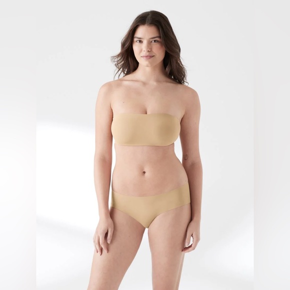 True & Co. Bandeau Bra Nude Microfiber Strapless Convertible Size Small - NWT - Picture 1 of 10